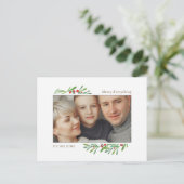 Holly Berry Gold Botanisches Foto Feiertagspostkarte (Stehend Vorderseite)