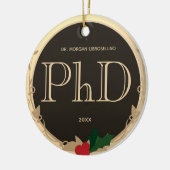 Holly Berry Gold Brown PhD Abschluss Name Keramik Ornament (Links)