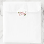 Holly Berry Gradient Red Script Merry Christmas Runder Aufkleber (Tasche)