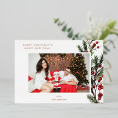 Holly Berry H Foto Holiday oder Weihnachten Folieneinladung (Stehend vorne)