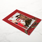 Holly Berry H Foto Urlaub oder Weihnachten - Rot Folieneinladung (Gedreht)