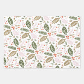 Holly Berry Hand Drawn farbenfrohe Urlaubsmuster Geschenkpapier Set (Vorderseite)