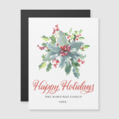 Holly Berry Happy Holidays Magnetkarte (Vorne/Hinten)
