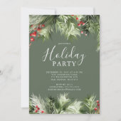 Holly Berry Holiday Party Einladung (Vorderseite)