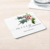 Holly Berry Holiday Rechteckiger Pappuntersetzer (angewinkelt)