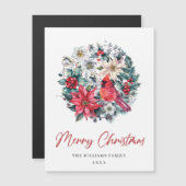 Holly Berry Kardinal Frohe Weihnachts Magnetkarte (Vorne/Hinten)