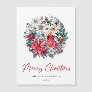 Holly Berry Kardinal Frohe Weihnachts Magnetkarte