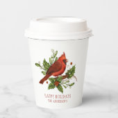 Holly Berry Kardinal Holiday Monogram Mistletoe Pappbecher (Vorderseite)