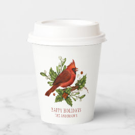 Holly Berry Kardinal Holiday Monogram Mistletoe Pappbecher