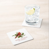 Holly Berry Kardinal Holiday Monogram Mistletoe Rechteckiger Pappuntersetzer (Vor Ort)