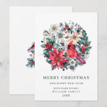 Holly Berry Kardinal Poinsettia Weihnachtsgrüßen