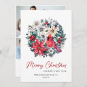 Holly Berry Kardinal Weihnachten 3 FOTO Gruß (Vorne/Hinten)