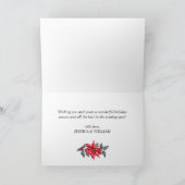 Holly Berry Kardinal Weihnachtsgrüßen Feiertagskarte (Innenseite)