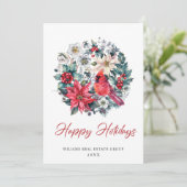 Holly Berry Kardinal Weihnachtsgrüßen Feiertagskarte (Stehend Vorderseite)