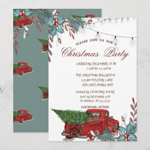 Holly Berry, Lichter, Roter LKW Weihnachtsfeier Einladung