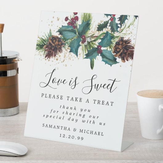 Holly Berry Liebe ist Sweet Wedding Dessert Bar Si Sockelschild (In Situ)