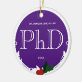 Holly Berry Lila White PhD Abschluss Name Year Keramik Ornament (Links)