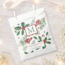 Holly Berry Merry Christmas Monogram