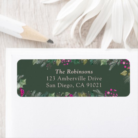 Holly Berry Mistletoe Christmas Address Labels (Insitu)