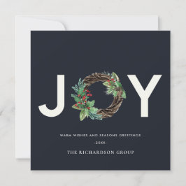HOLLY BERRY NAVY JOY WREATH CHRISTMAS CORPORATE FEIERTAGSKARTE