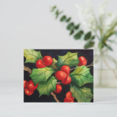 Holly Berry Night Postkarte (Stehend Vorderseite)