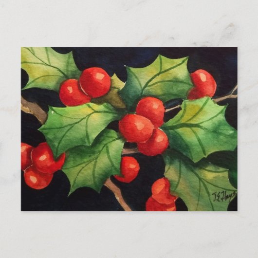 Holly Berry Night Postkarte (Vorderseite)