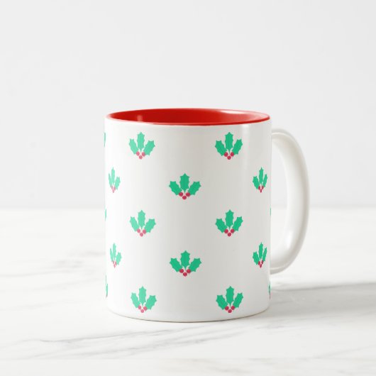 Holly Berry Pattern Zweifarbige Tasse (VorderseiteRechts)