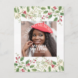 Holly Berry Personalisiertes Foto Gedenk Weihnacht Postkarte