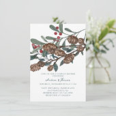 Holly Berry | Pine Cone | Dusche für rustikale Paa Einladung (Stehend Vorderseite)