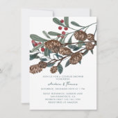 Holly Berry | Pine Cone | Dusche für rustikale Paa Einladung (Vorderseite)