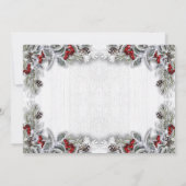 Holly Berry Pine Cones Branch Christmas Party Einladung (Rückseite)