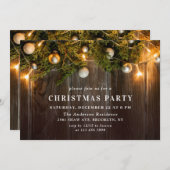 Holly Berry Pine Cones Branch Christmas Party Einladung (Vorne/Hinten)