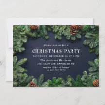 Holly Berry Pine Cones Branch Christmas Party