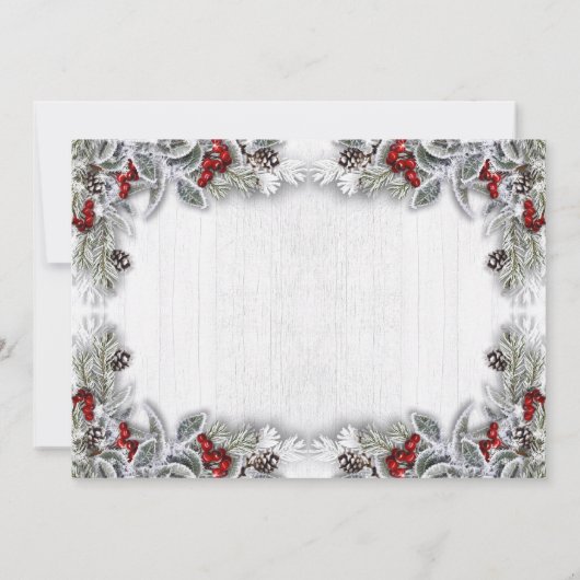 Holly Berry Pine Cones Branch HOLIDAY BRUNCH Einladung (Rückseite)