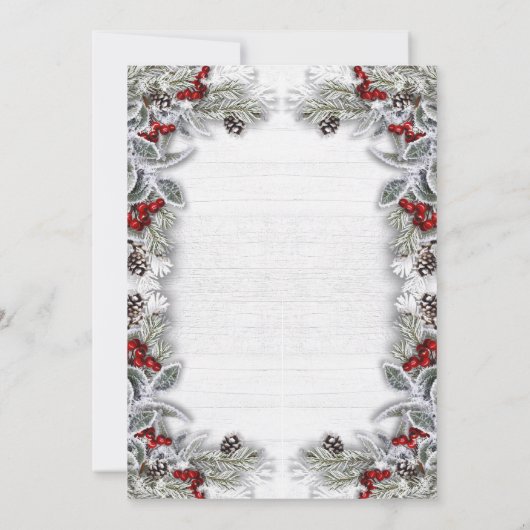 Holly Berry Pine Cones Branch Holiday Luncheon Einladung (Rückseite)