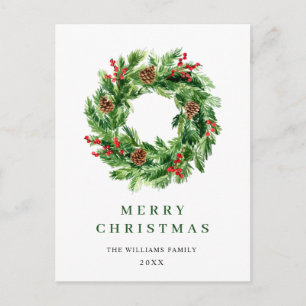 Holly Berry Pine Cones Weihnachtsfeier Postkarte