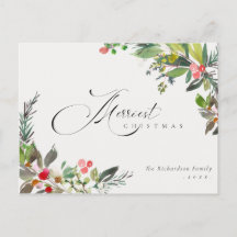 Holly Berry Pine Red Green Merriest Weihnachten