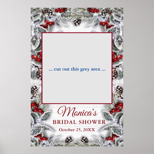 Holly Berry Pine Rustic Brautparty Foto Prop Poster (Vorne)