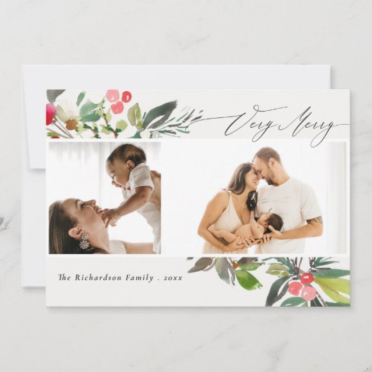 Holly Berry Pine Sehr frohe Weihnachten 2 Foto (Vorderseite)