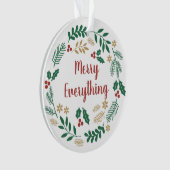 Holly Berry Pine Wreath Merry Everything Foto Ornament (Vorderseite)
