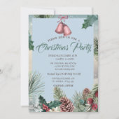 Holly Berry Pinecones Bell Company Weihnachts-Part Einladung (Vorderseite)