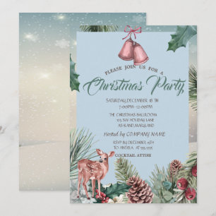 Holly Berry Pinecones, Party der Hirschfirma Einladung