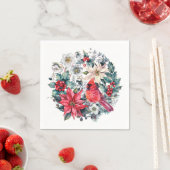 Holly Berry Red Kardinal Vintage Weihnachtsfeierta Serviette (Beispiel)