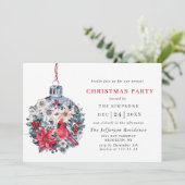 Holly Berry Red Kardinal Weihnachtsfeier Einladung (Stehend Vorderseite)