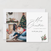 Holly Berry Simple Elegant Frohe Weihnachten Foto Einladung (Vorderseite)