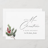 Holly Berry Simple Elegant Frohe Weihnachtskarte Einladung (Vorne/Hinten)