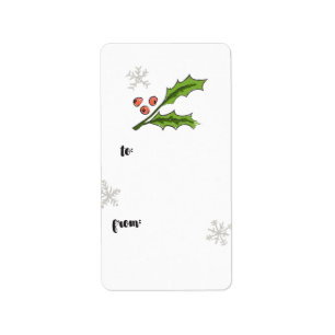 Holly Berry Sprig Gift Tag Adressaufkleber