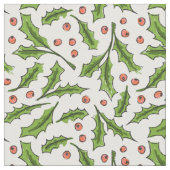 Holly Berry Sprig Pattern Stoff (Nahaufnahme)