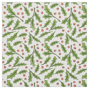 Holly Berry Sprig Pattern Stoff