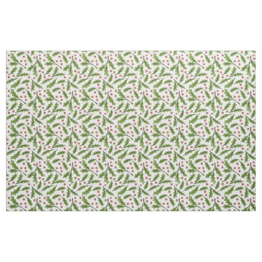 Holly Berry Sprig Pattern Stoff (Fat Quarter (45,7 x 55,9 cm))
